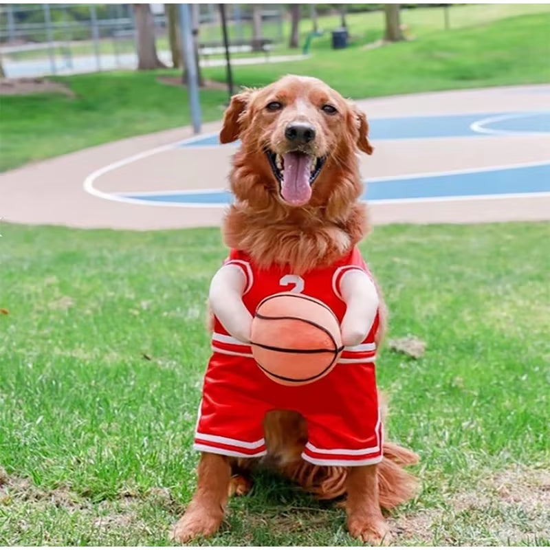 Dog Basketball Costume with Ball Dog Clothes T-Shirts for Small Dogs Pets Articles Puppy Autumn Pet Cotton Vests
